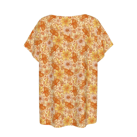 Orange Crystal Moths - Women’s Relaxed Fit Scoop Tee