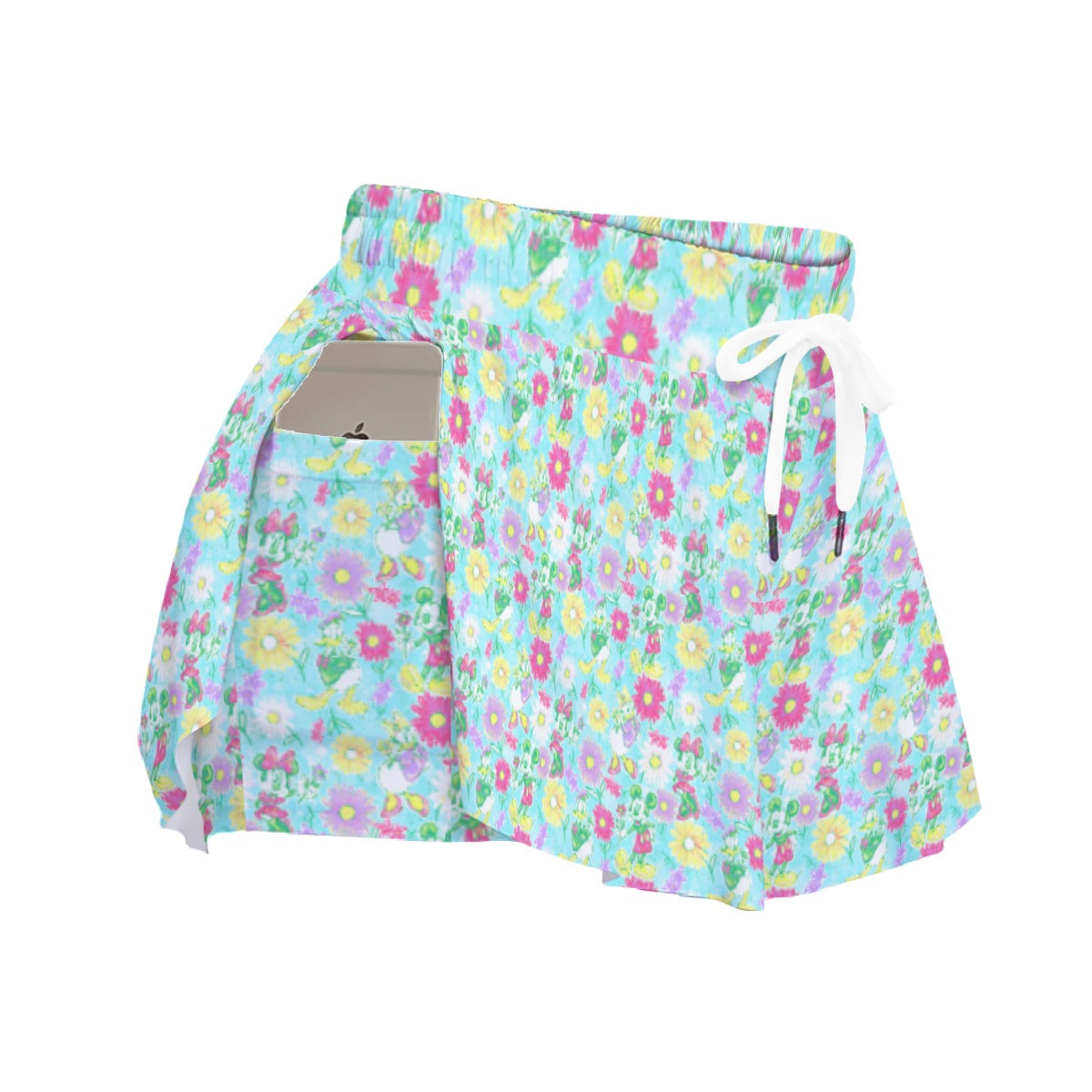 Neon Spring Floral Friendsends - Women's Flowy Pocket Shorts