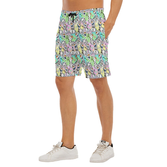 Sketched Snowman Easter - Men’s Pocket Beach Shorts