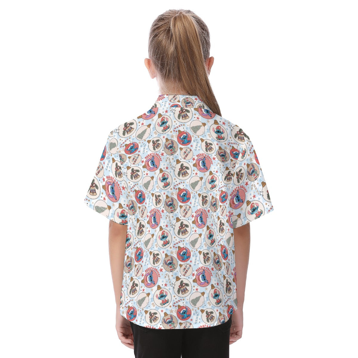 Festive Elf and Ornament Fun - Kid's Hawaiian Button Up Shirt