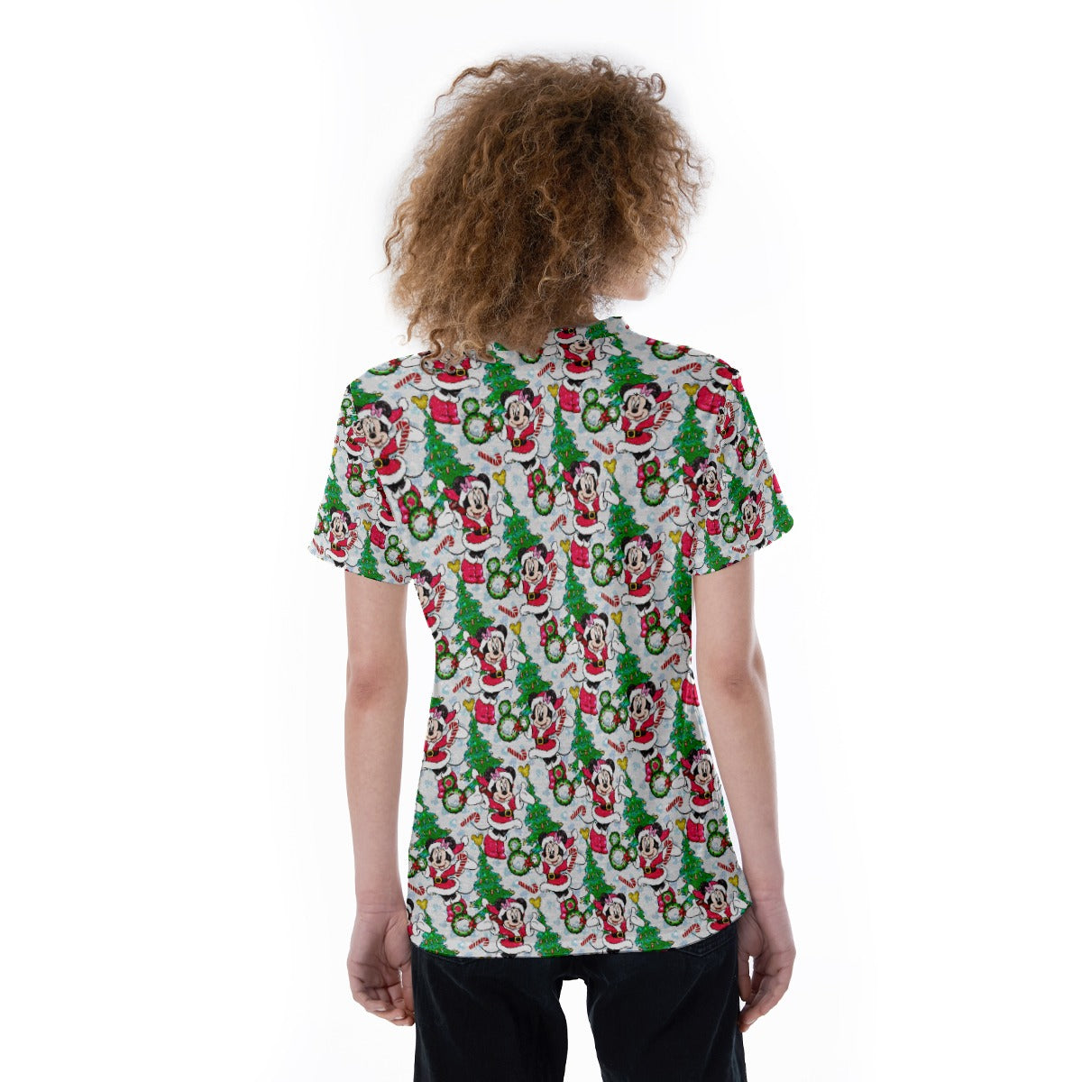 Santa Mouse with Sparkle - Women's Short Sleeve V-Neck T-Shirt
