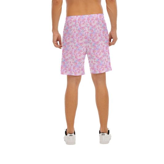 Pink Crystal Lunar Moths - Men’s Pocket Beach Shorts