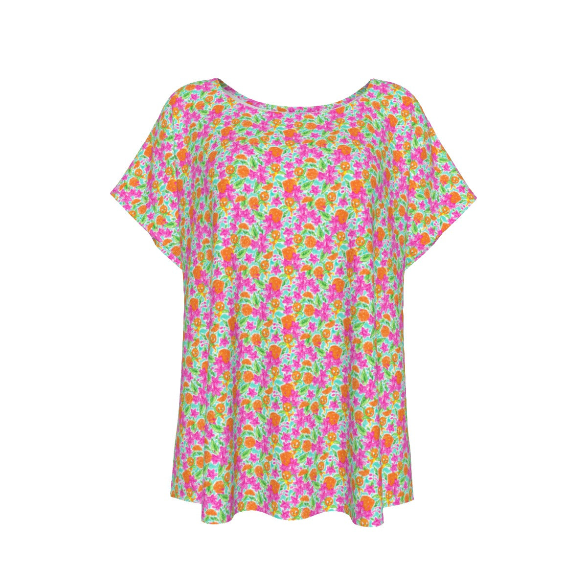 Tropical Citrus Bloom - Women’s Relaxed Fit Scoop Tee