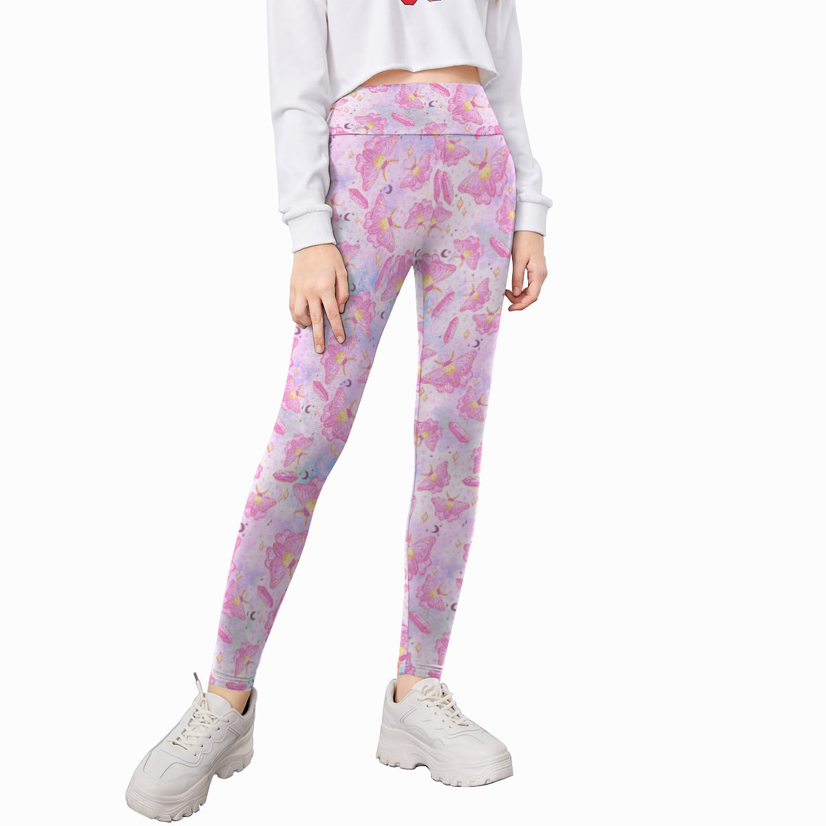 Pink Crystal Lunar Moths - Kid's Leggings