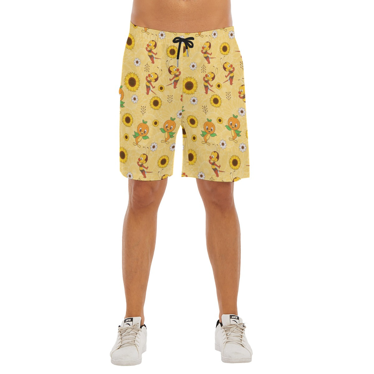 Cheerful Bee & Citrus Bird - Men’s Pocket Beach Shorts