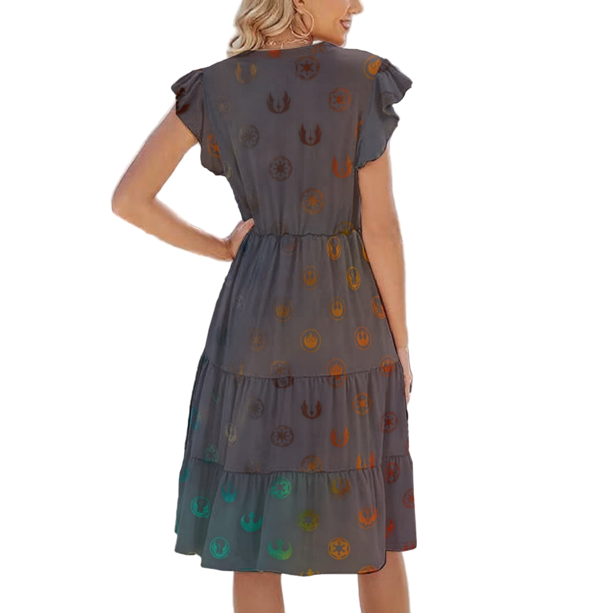 Galaxy Far Away - Women's Tiered Pocket Midi Dress