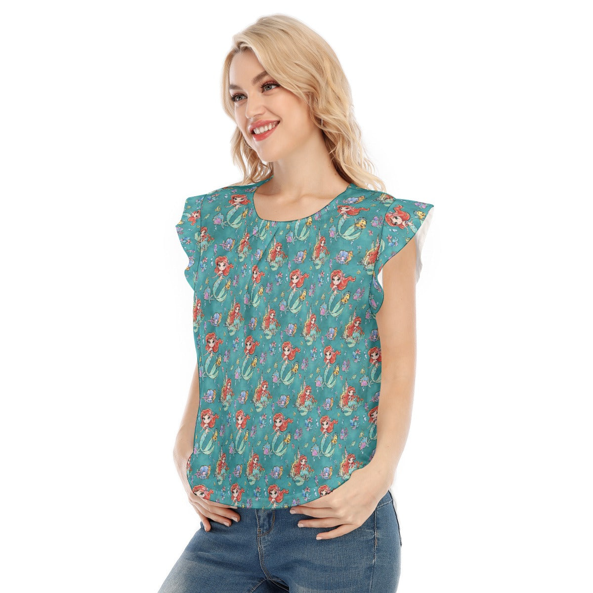Whimsical Ocean Princess - Women’s Flutter Sleeve Top