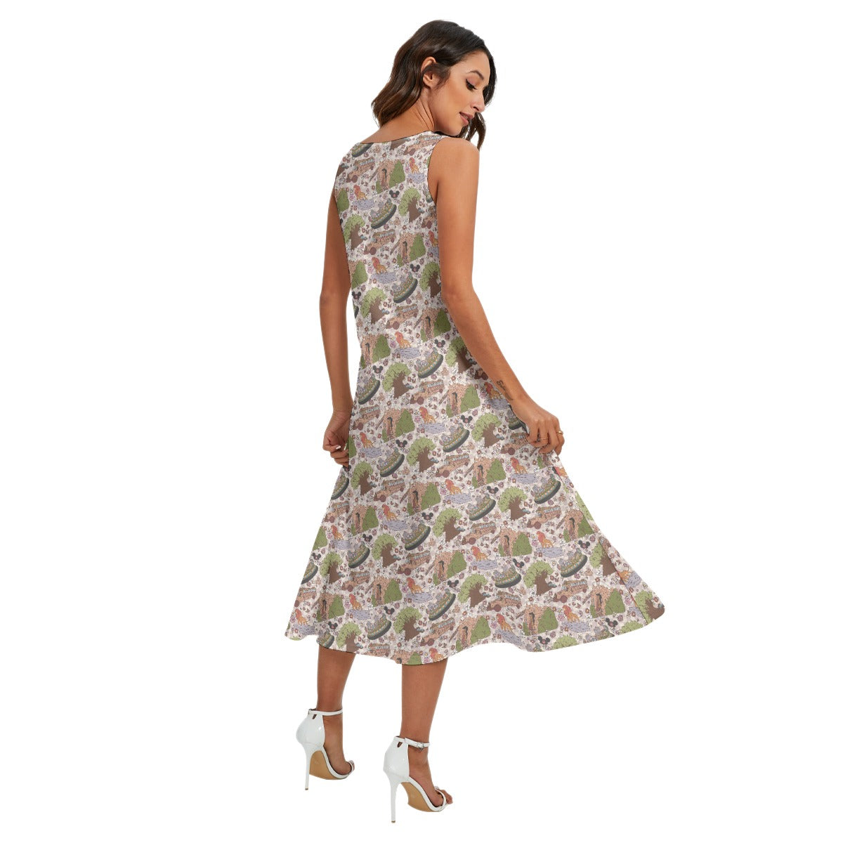 Hand Drawn AK - Women’s Diagonal Pocket Midi Dress