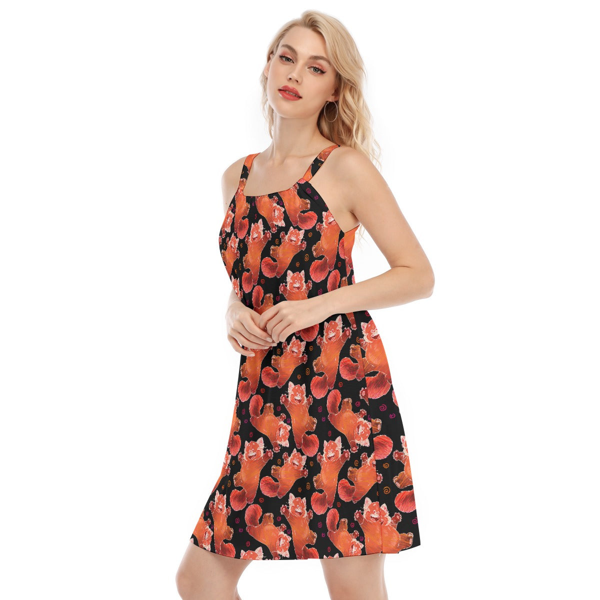 Scribbly Red Panda - Women’s Adjustable Sundress
