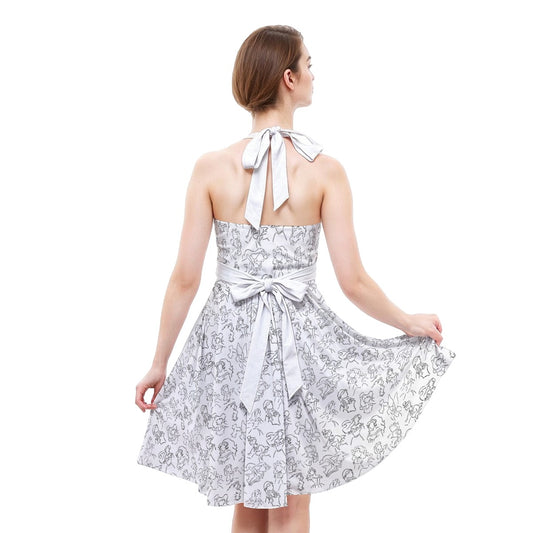 Monochrome Royal Silhouettes - Women's Halter Vintage Pocket Dress