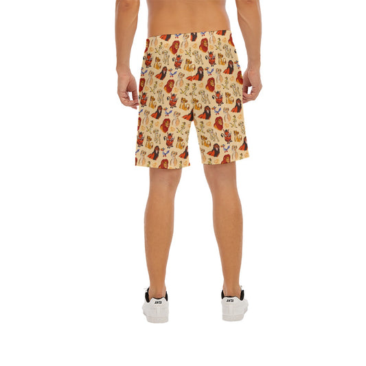 Sketched Savanna Friends - Men’s Pocket Beach Shorts