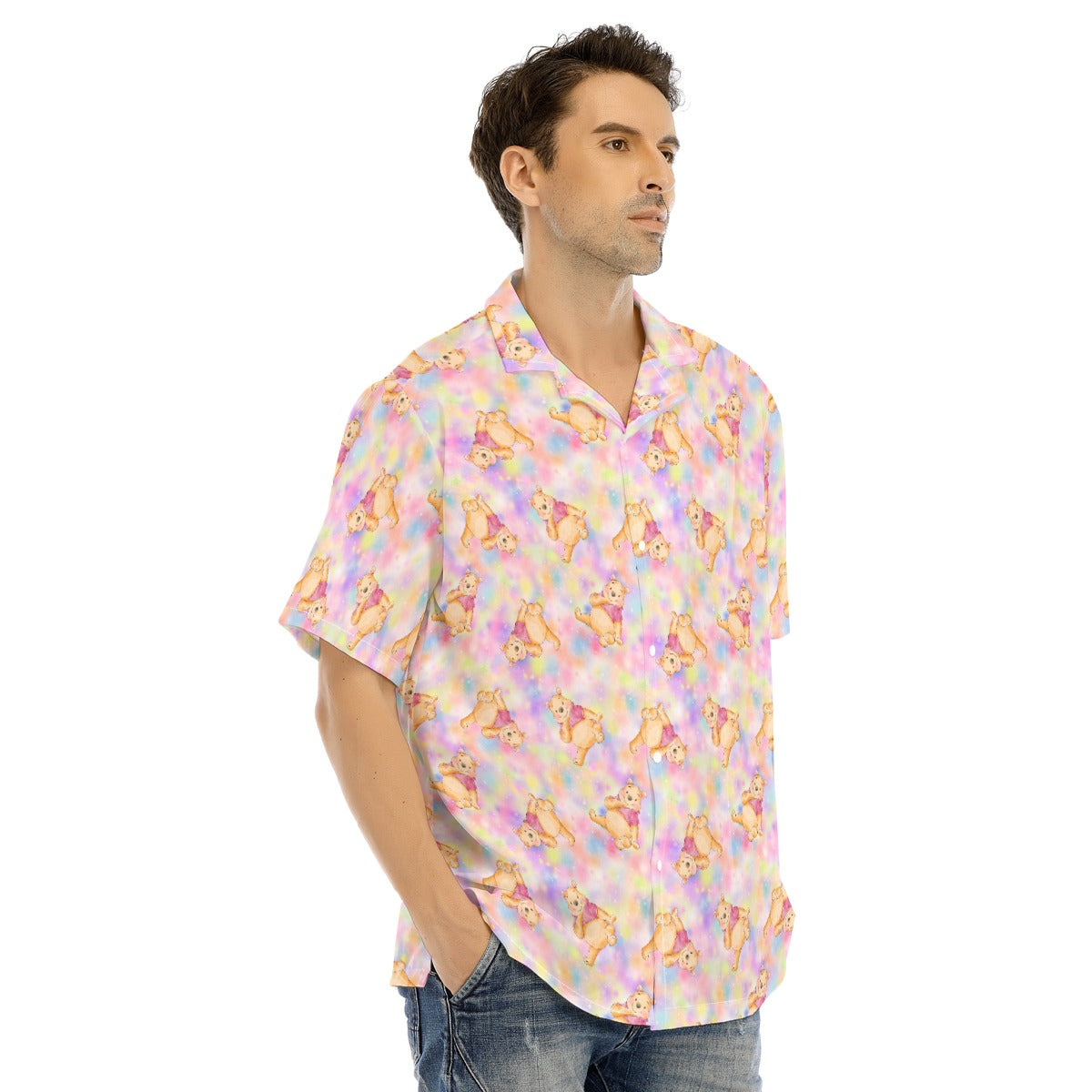 Watercolor Honey Bear - Men's Hawaiian Button Up Shirt