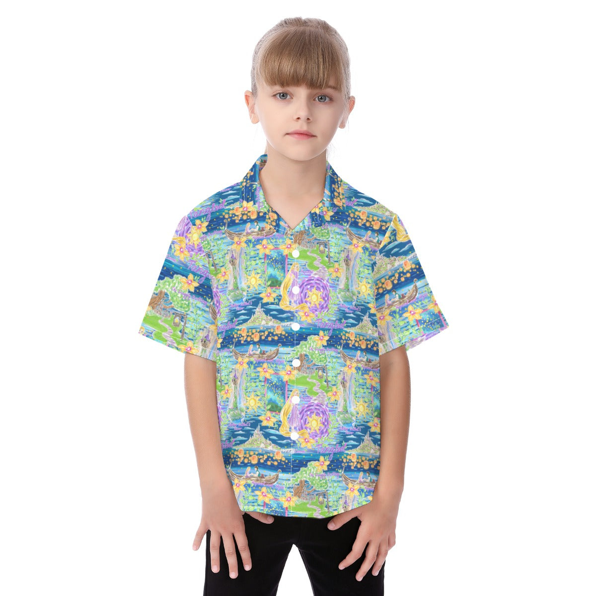 Rapunzel’s Lantern Festival - Kid's Hawaiian Button Up Shirt