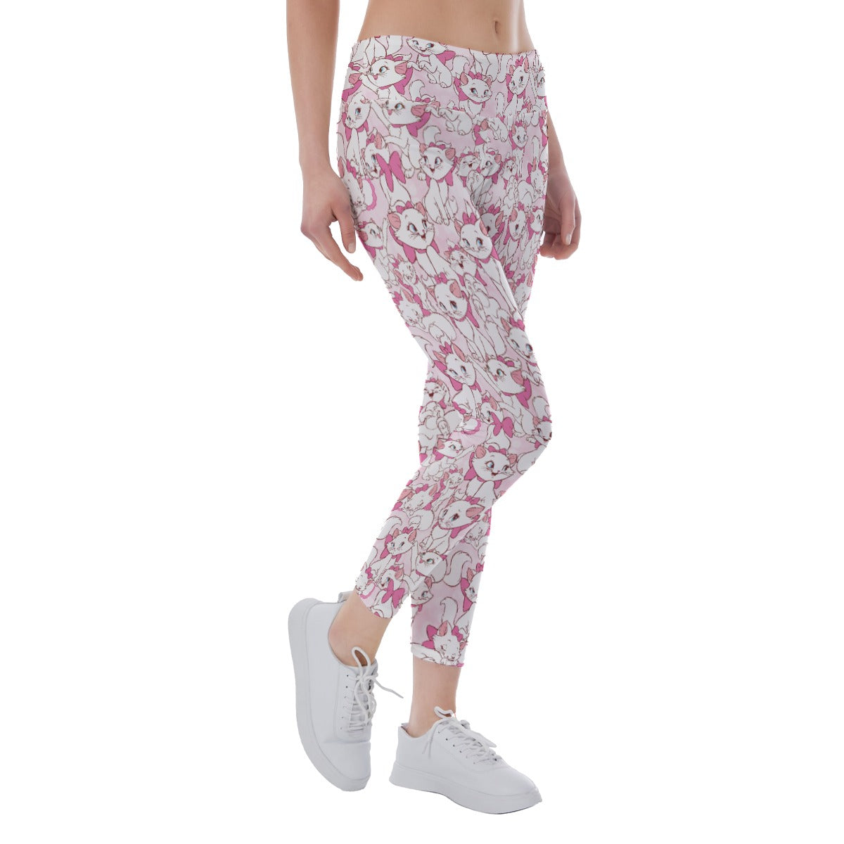 Sweet Kitten with Pink Bow - Women's Yoga Leggings
