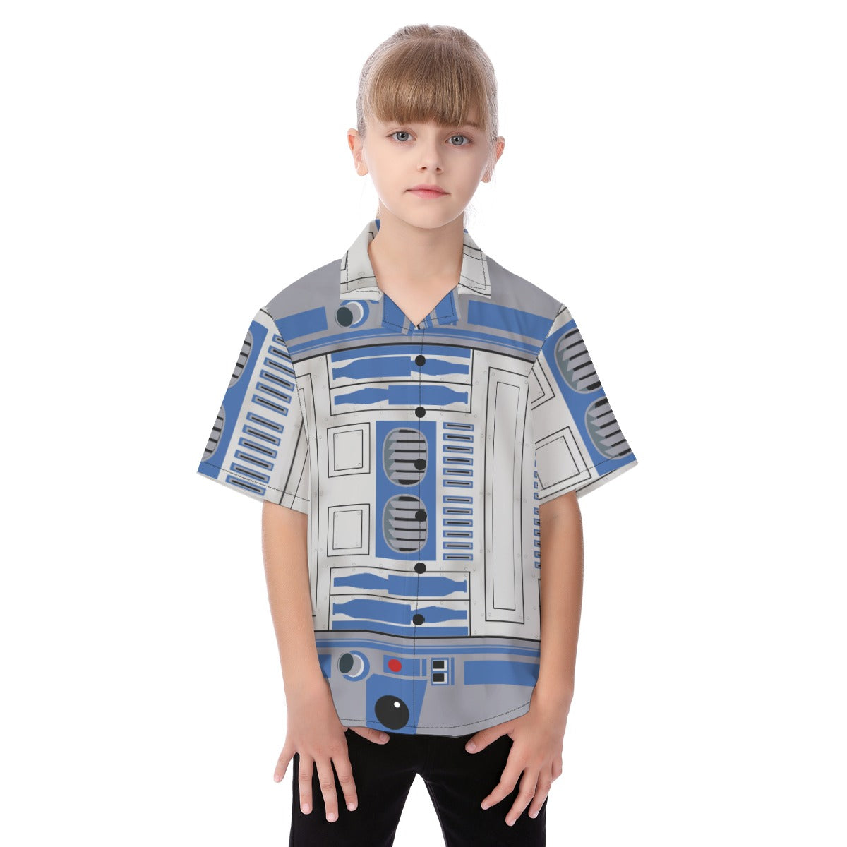 Little Blue Droid - Kid's Hawaiian Button Up Shirt