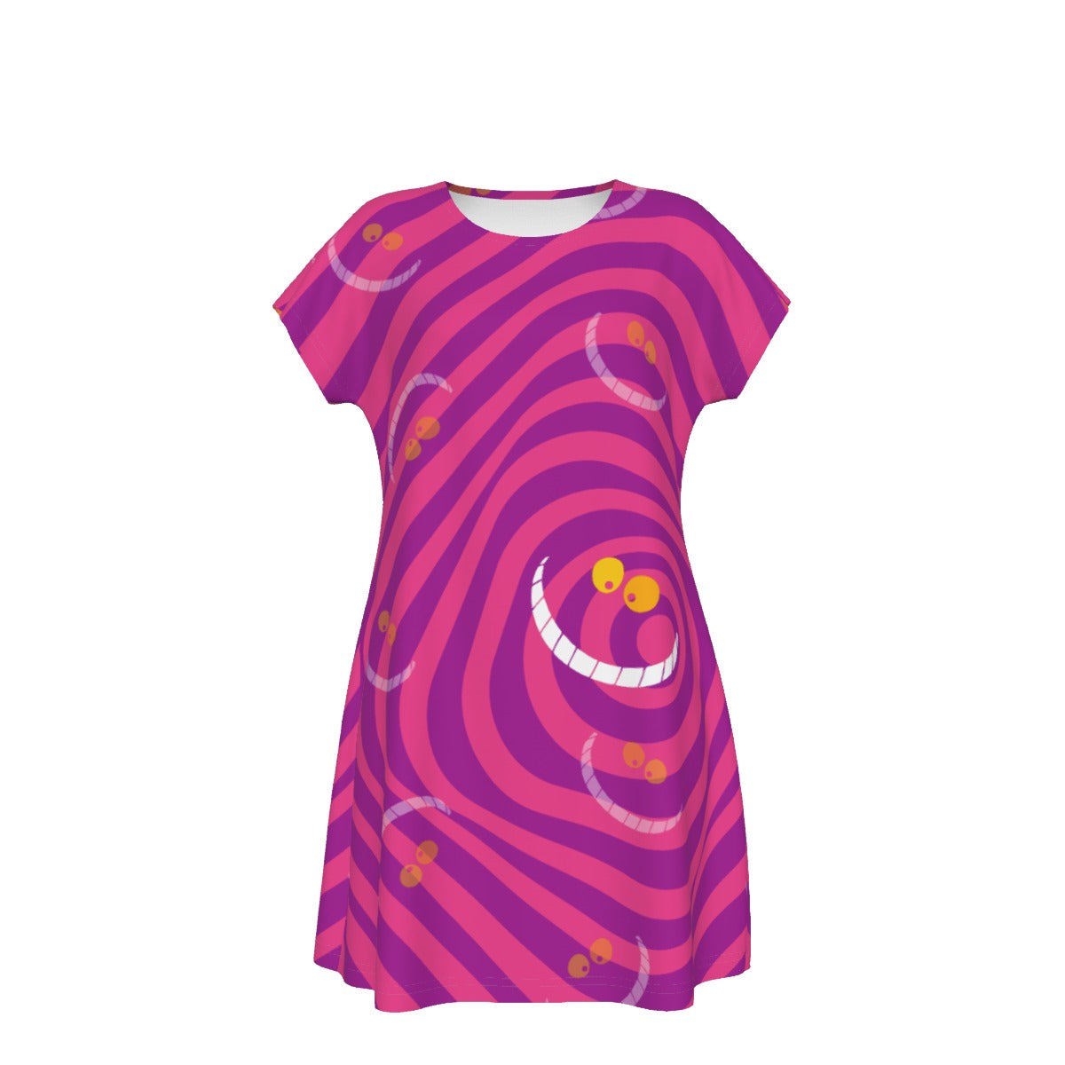 Whimsical Grinning Stripes - Women's T-Shirt Dress