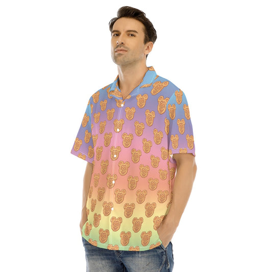 Rainbow Mouse Waffles - Men's Hawaiian Button Up Shirt