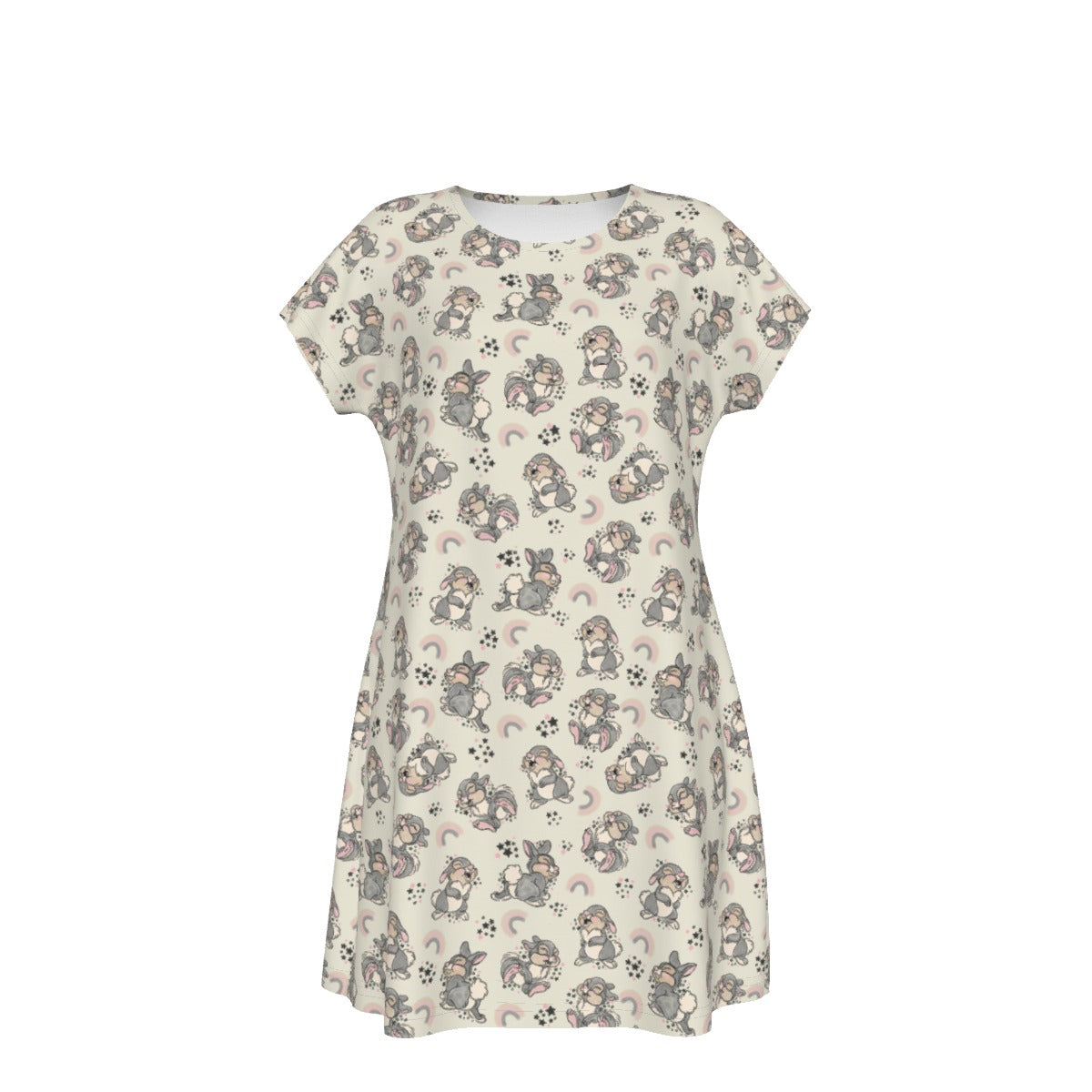 Bouncy Bunny Bliss - Women's T-Shirt Dress