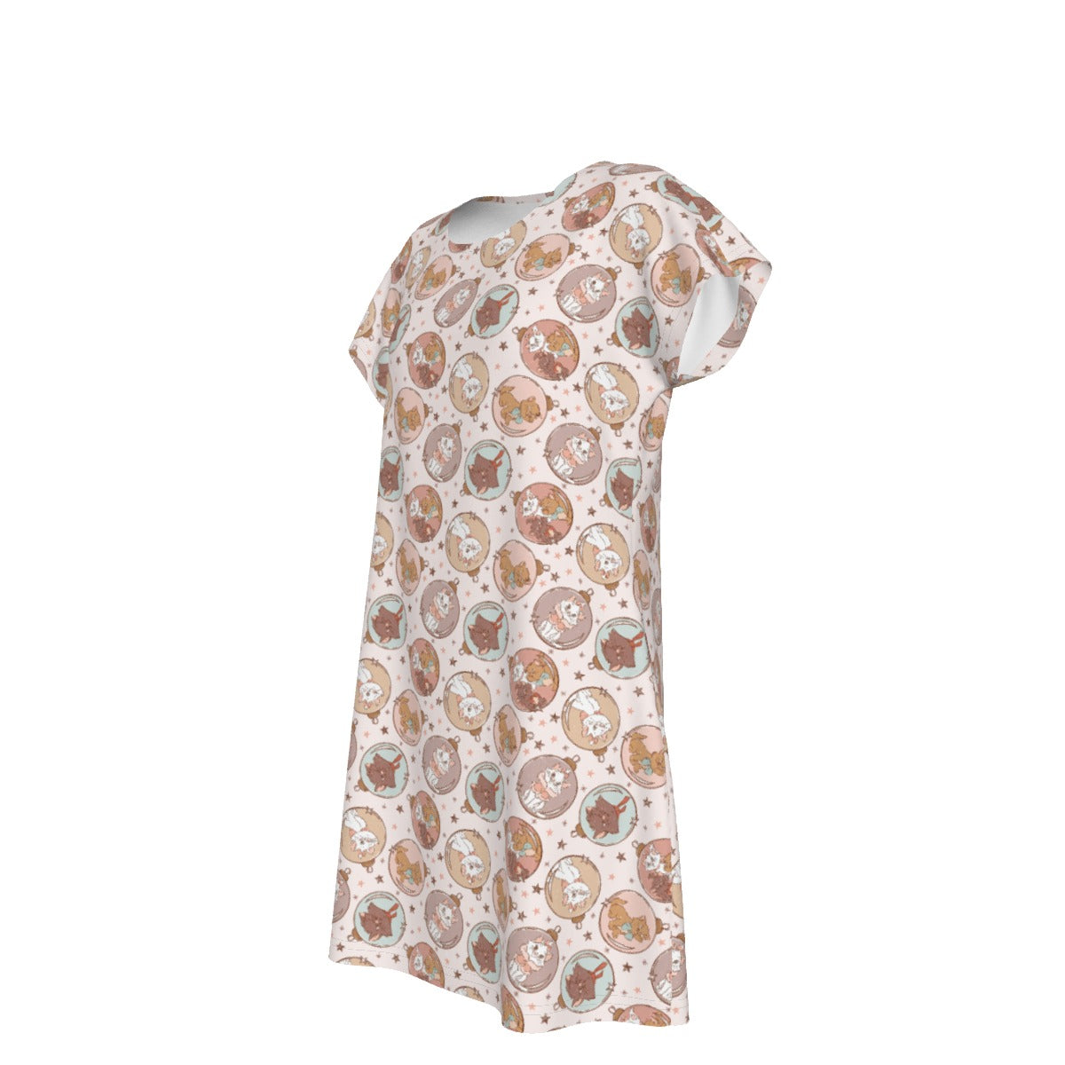 Festive Feline Baubles - Women's T-Shirt Dress