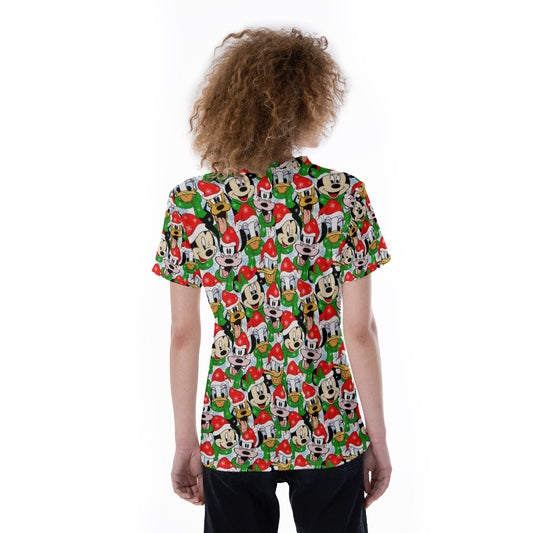 Mouse Friends in Santa HatsHats - Women's Short Sleeve V-Neck T-Shirt