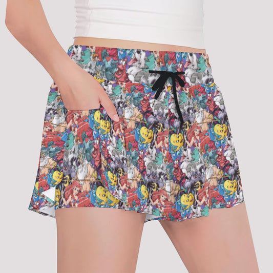 Undersea Crew Sketch - Girls’ Flowy Pocket Shorts