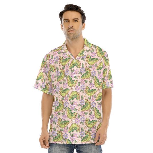 Cheerful Caterpillar Garden - Men's Hawaiian Button Up Shirt