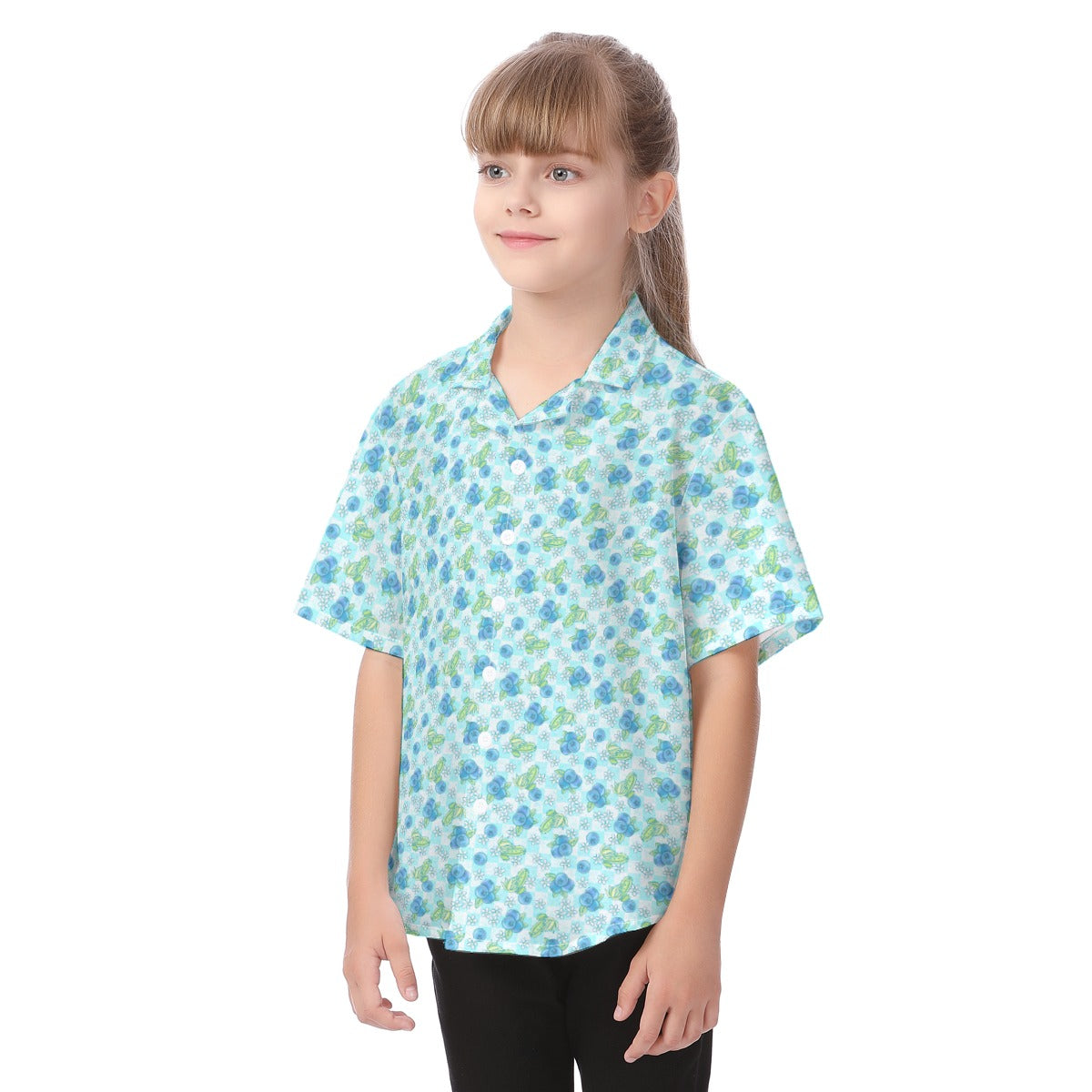 Summer Fruits - Blueberry - Kid's Hawaiian Button Up Shirt