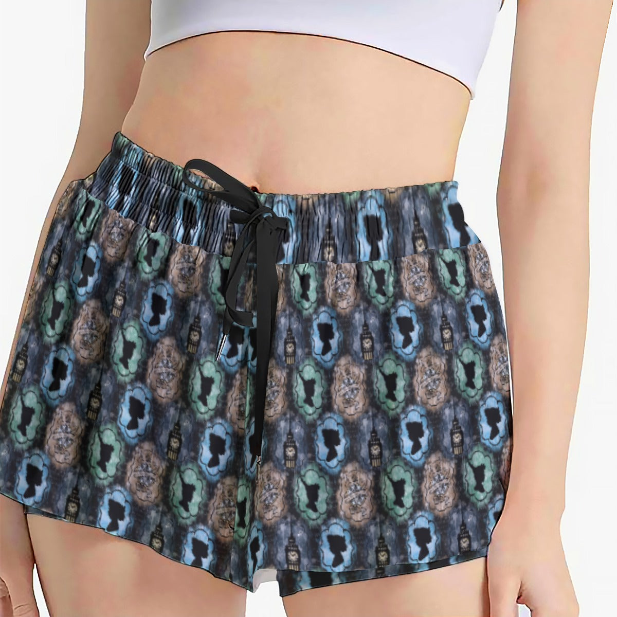 Starry Flight Silhouettesttes - Women's Flowy Pocket Shorts