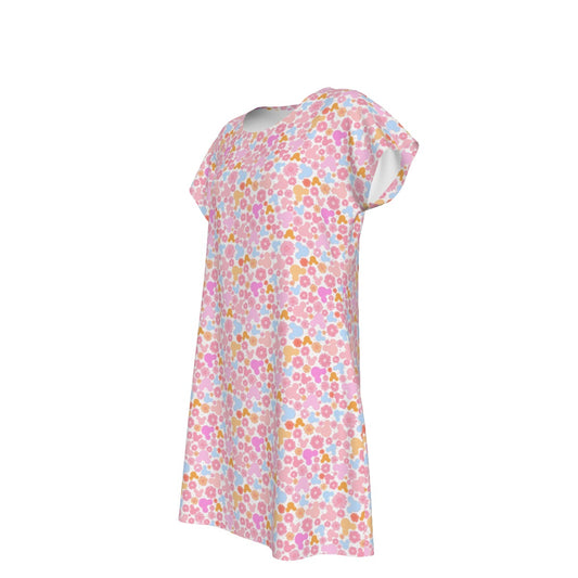 Retro Floral Mouse - Women's T-Shirt Dress