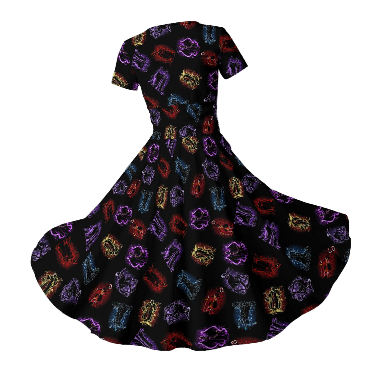 Villain Silhouettes Sparkle - Women's V-Neck Ruched Midi Dress