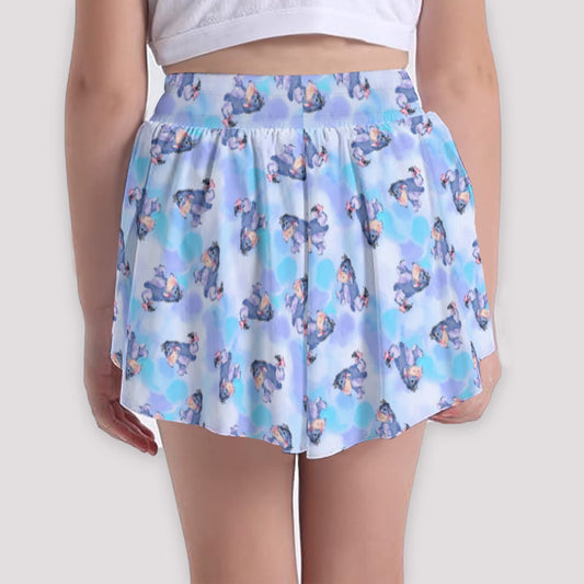 Watercolor Gentle Donkey - Girls’ Flowy Pocket Shorts