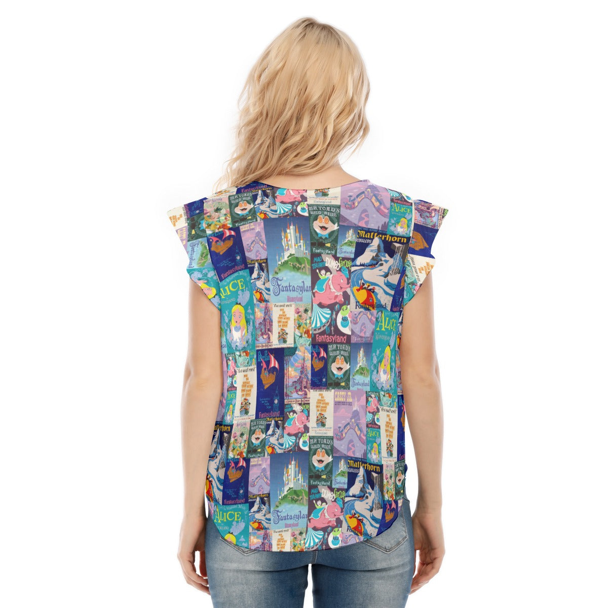 Vintage Fantasy Ride Posters - Women’s Flutter Sleeve Top