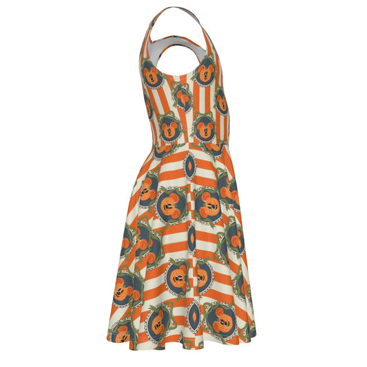 Pumpkin Cameo Stripes - Kid's Sleeveless Skater Dress