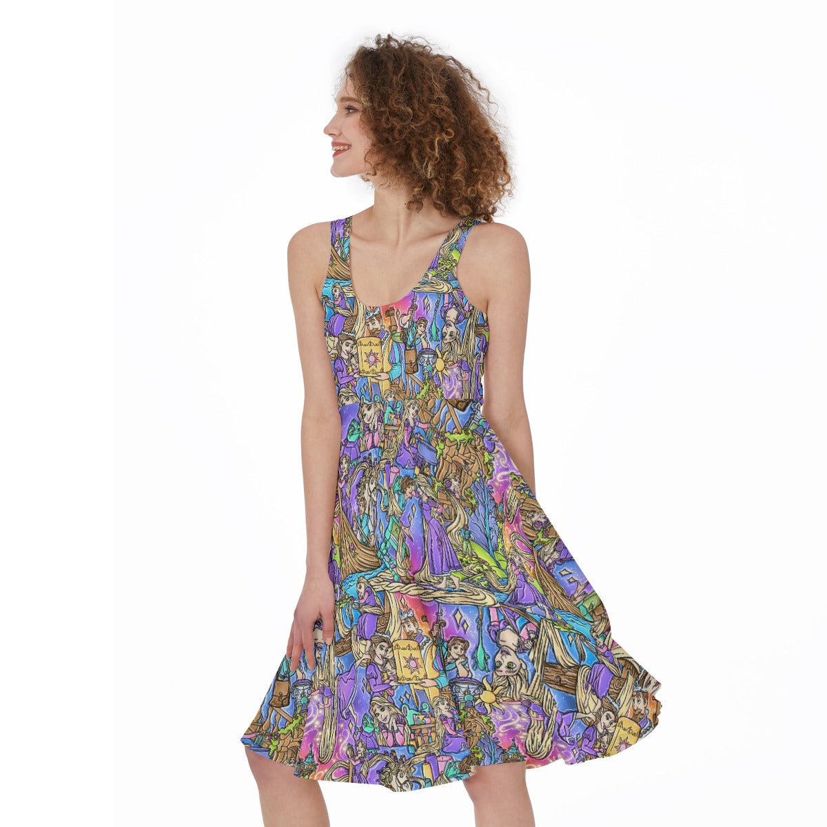 Golden Hair Storybook Scenes - Pocket Midi Skater Dress