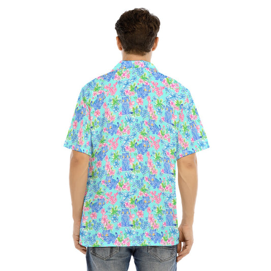 Derpy Tiger Blooms - Men's Hawaiian Button Up Shirt