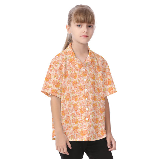 Summer Fruits - Oranges - Kid's Hawaiian Button Up Shirt