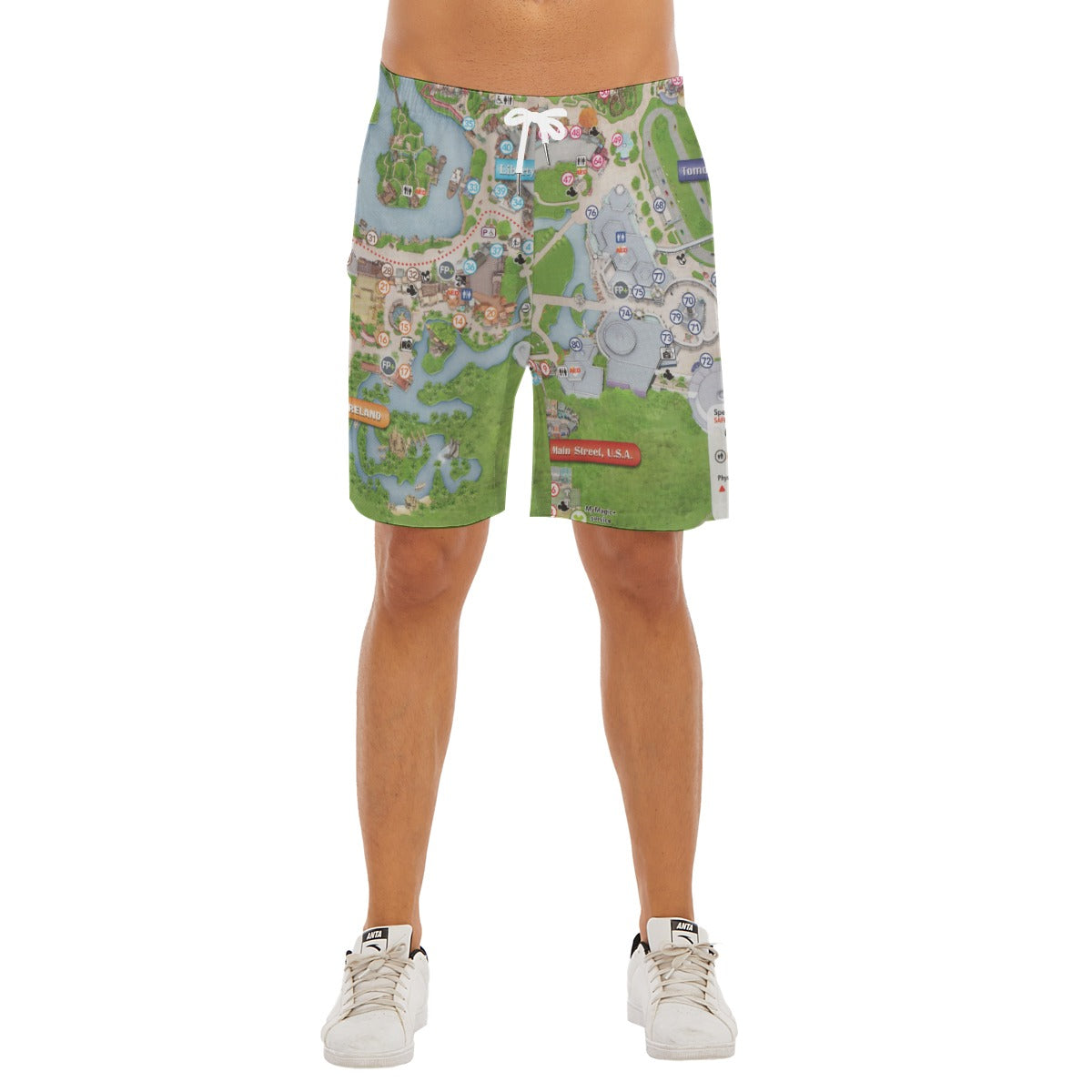 Vibrant Fantasy Park Map - Men’s Pocket Beach Shorts