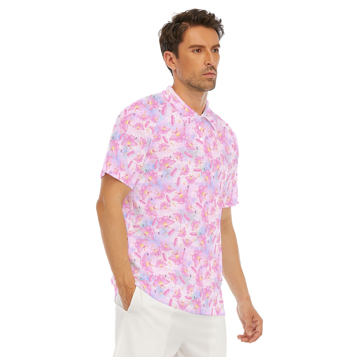Pink Crystal Lunar Moths - Men's Polo Shirt