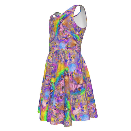 Figment Watercolor Rainbow - Kid's Sleeveless Skater Dress