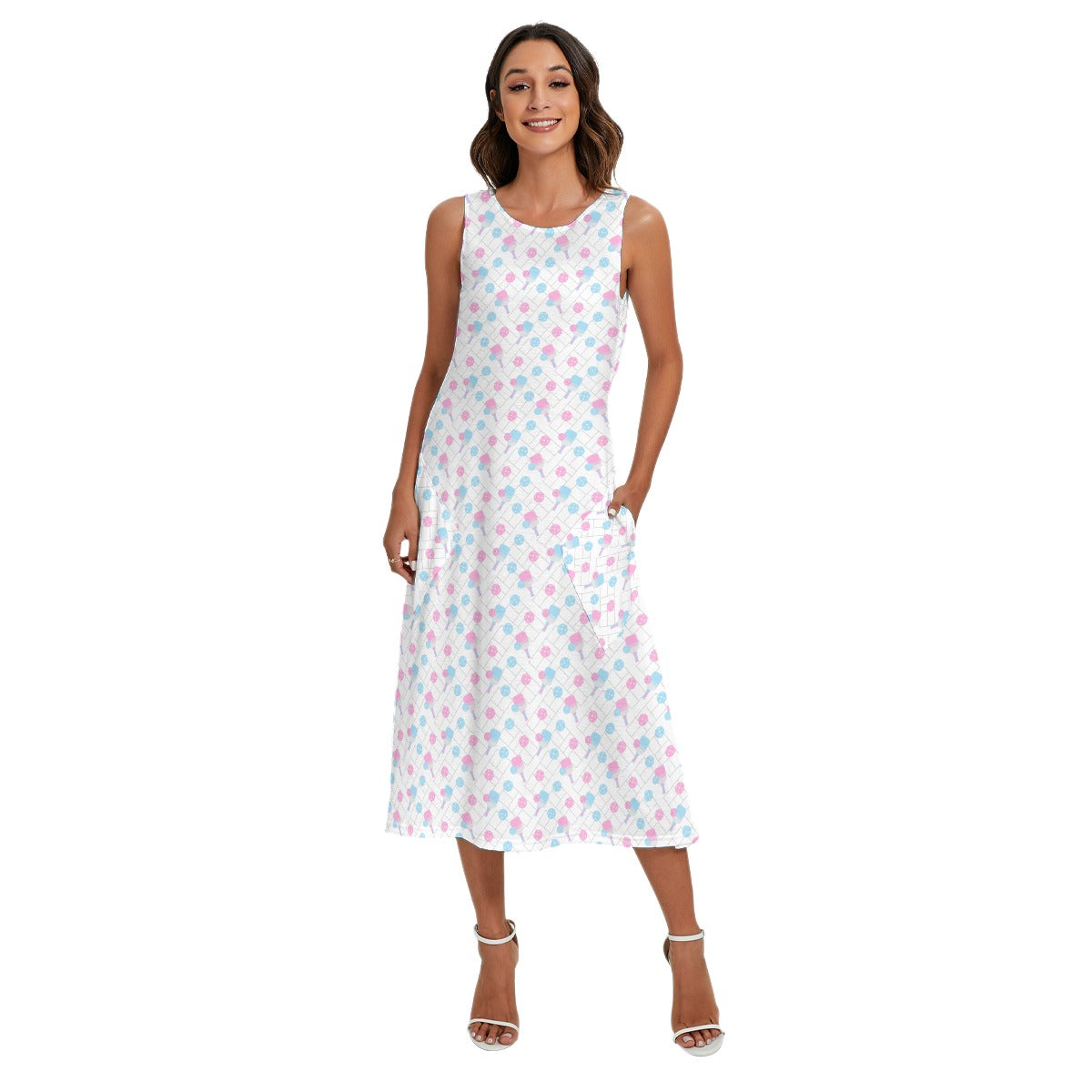 Pickleball Court Spin - Women’s Diagonal Pocket Midi Dress