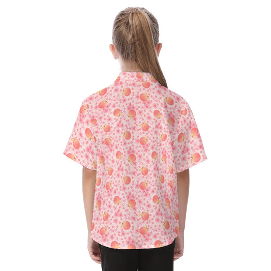 Summer Fruits - Peaches - Kid's Hawaiian Button Up Shirt