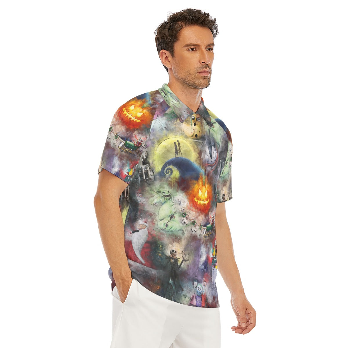 Watercolor Nightmare Town - Men's Polo Shirt