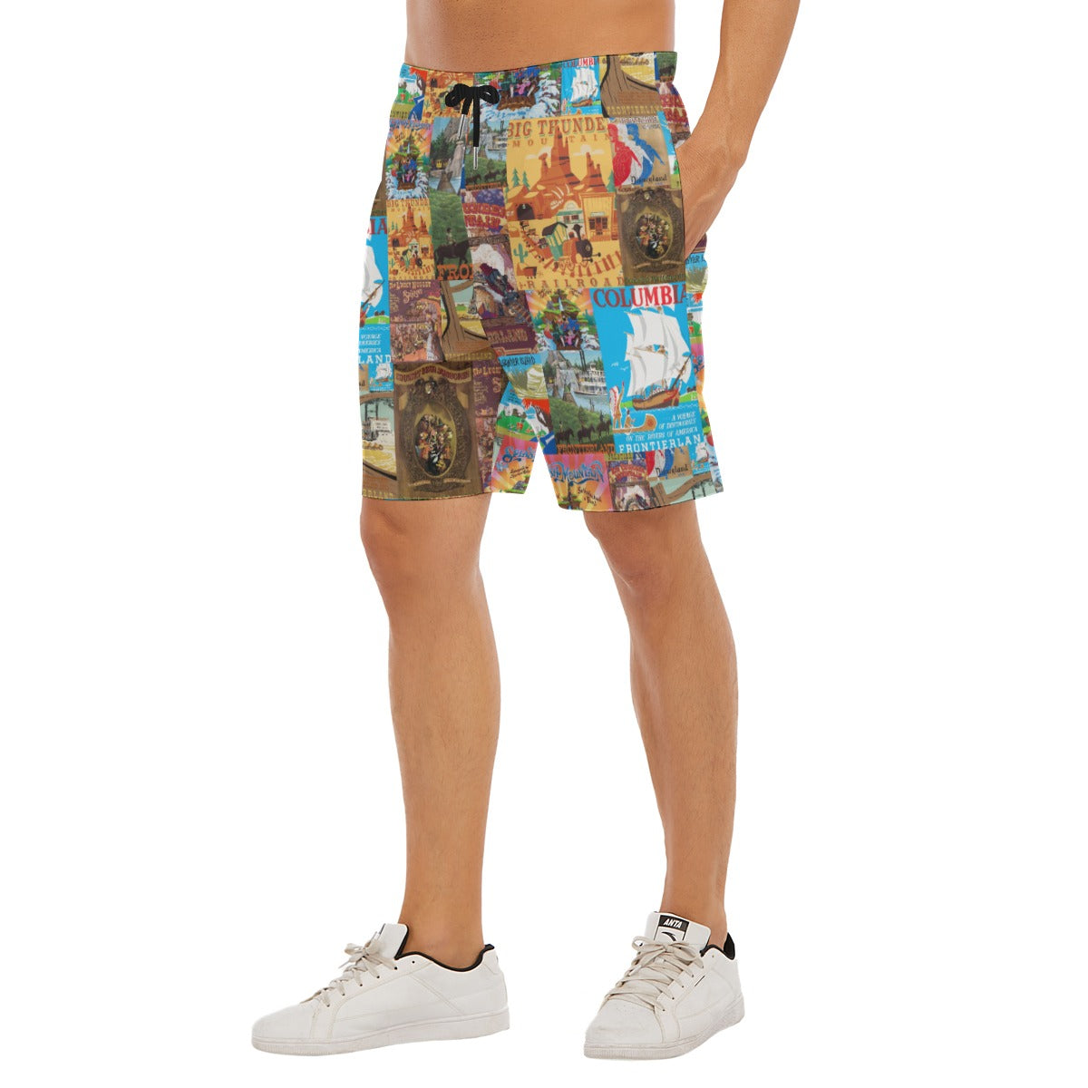 Vintage Frontier Ride Posters - Men’s Pocket Beach Shorts