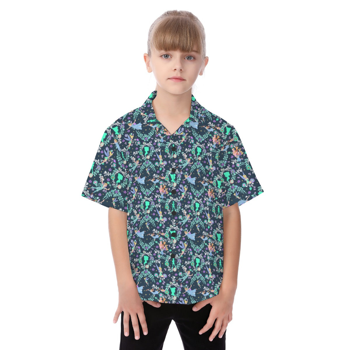 Garden Whimsy - Neverland Flight - Kid's Hawaiian Button Up Shirt