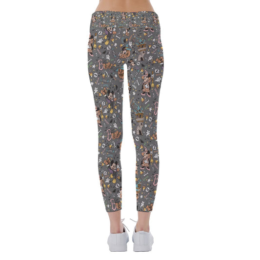 Spooky Spellbook Doodles - Women's Yoga Leggings