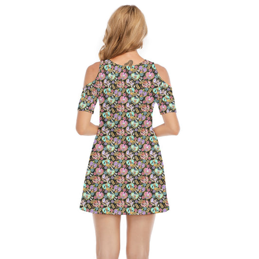 Tattoo Hearts Classic Crewends - Women's Cold Shoulder Cotton Dress