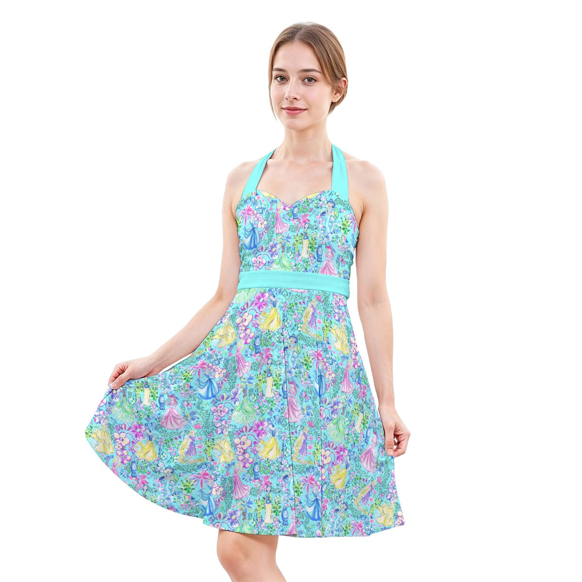 Bright Tropical Princess - Royal Garden Mashup - Women's Halter Vintage Pocket Dress