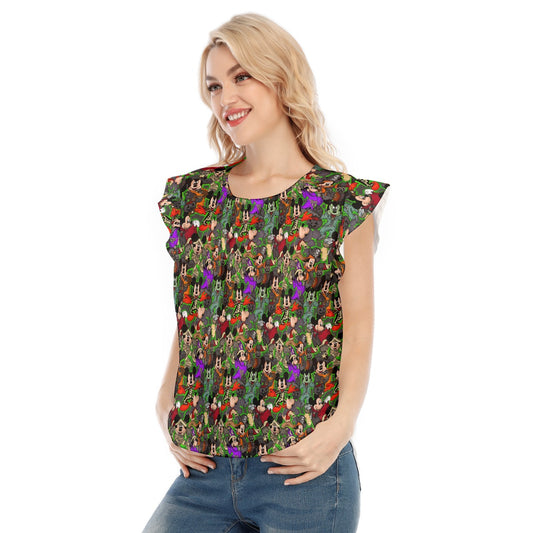 Halloween Costume Mashup - Women’s Flutter Sleeve Top