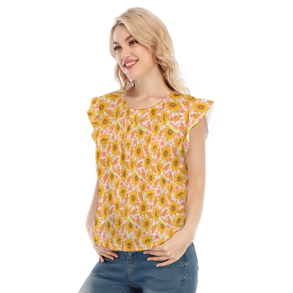 Sunflower Dreams - Women’s Flutter Sleeve Top