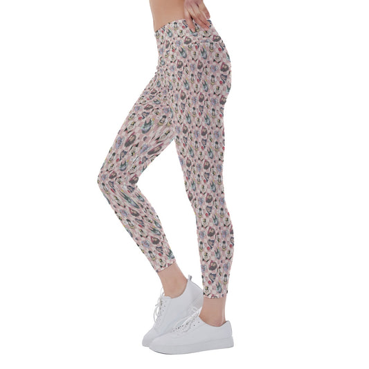 Pink Checkerboard Villains - Women's Yoga Leggings